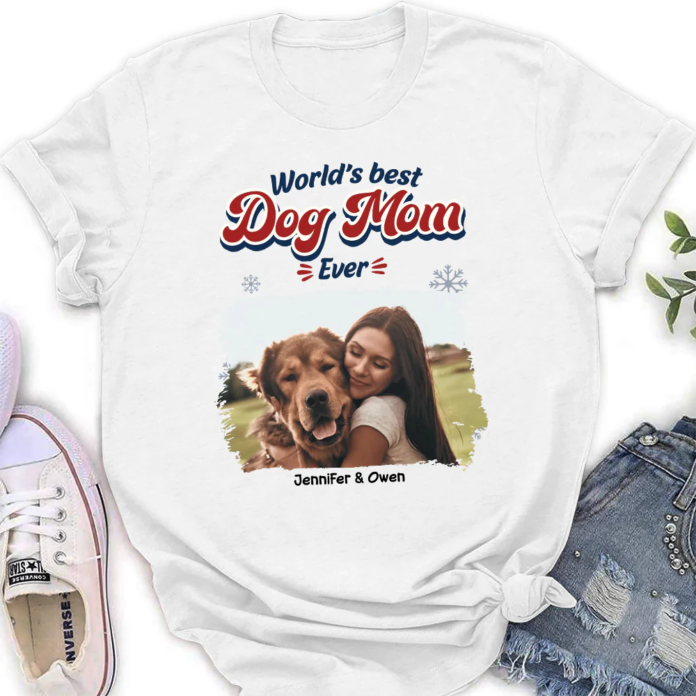 Best Dog Cartoon Christmas Photo - Personalized Custom Women's T-Shirt