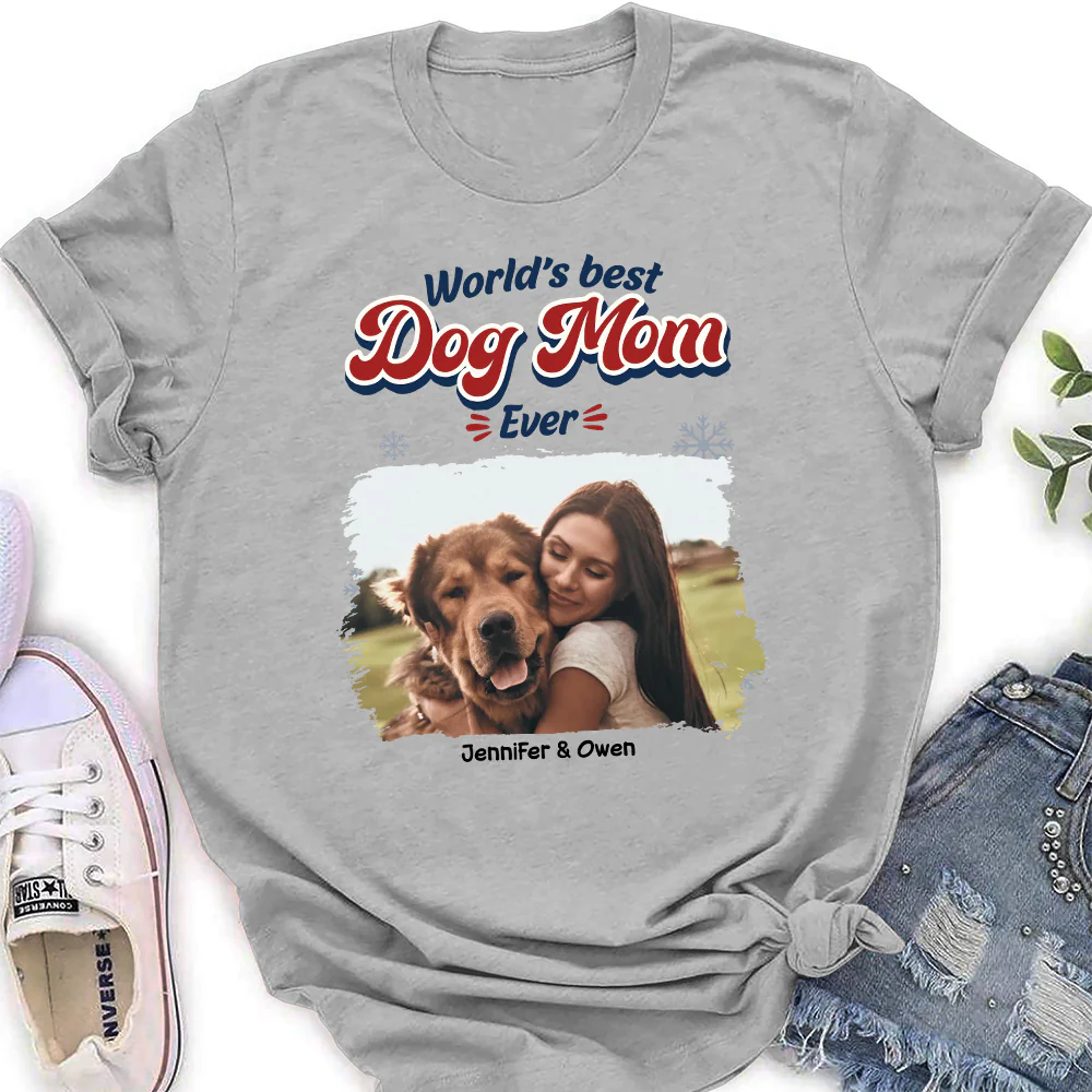 Best Dog Cartoon Christmas Photo - Personalized Custom Women's T-Shirt - Image 2