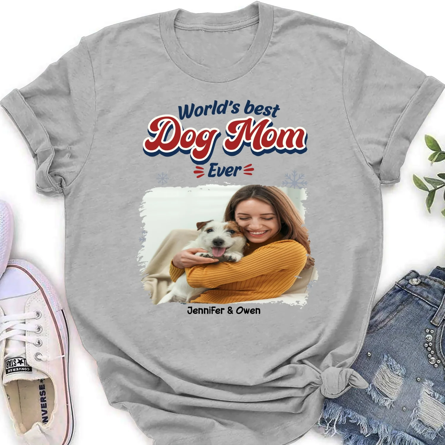 Best Dog Cartoon Christmas Photo - Personalized Custom Women's T-Shirt - Image 6