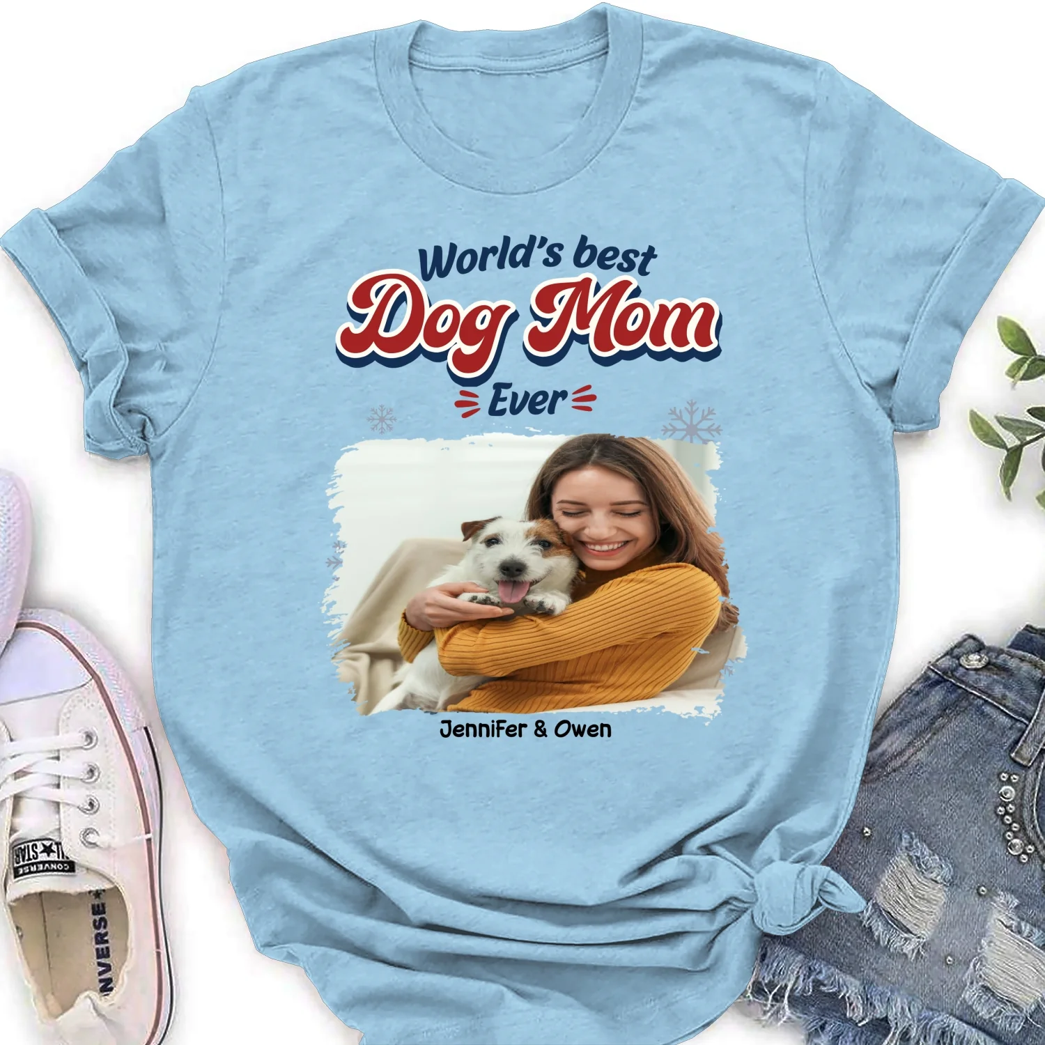 Best Dog Cartoon Christmas Photo - Personalized Custom Women's T-Shirt - Image 8