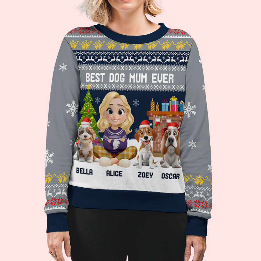 Best Dog Cartoon - Personalized Custom All-Over-Print Sweatshirt - Image 6