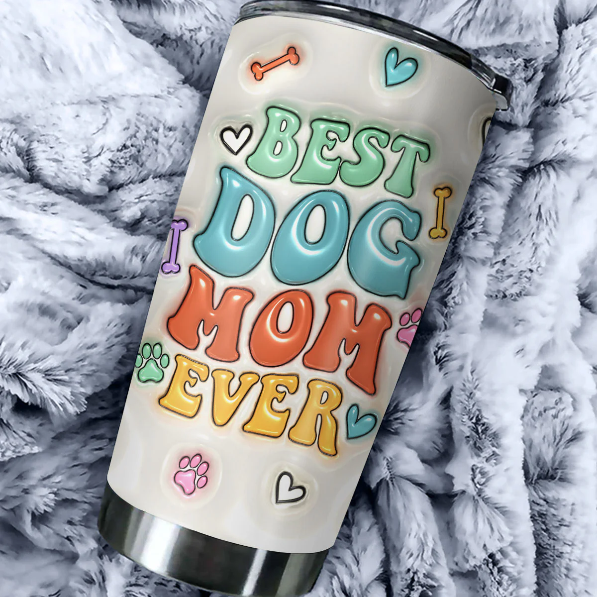 Best Dog Mama Ever - Personalized Custom 3D Inflated Effect Tumbler - Image 2