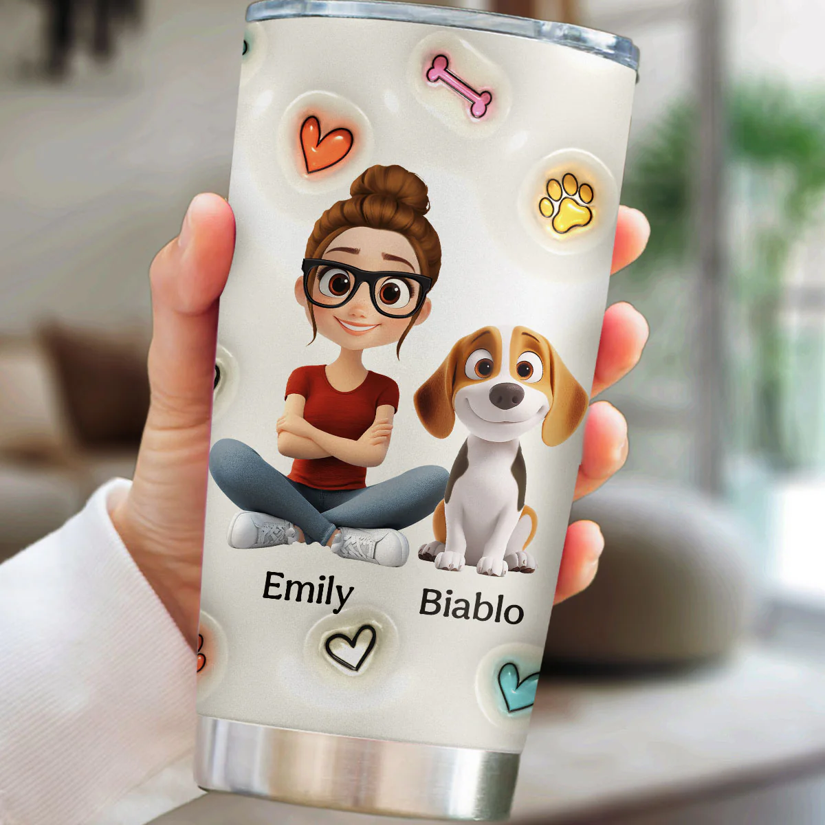 Best Dog Mama Ever - Personalized Custom 3D Inflated Effect Tumbler - Image 3