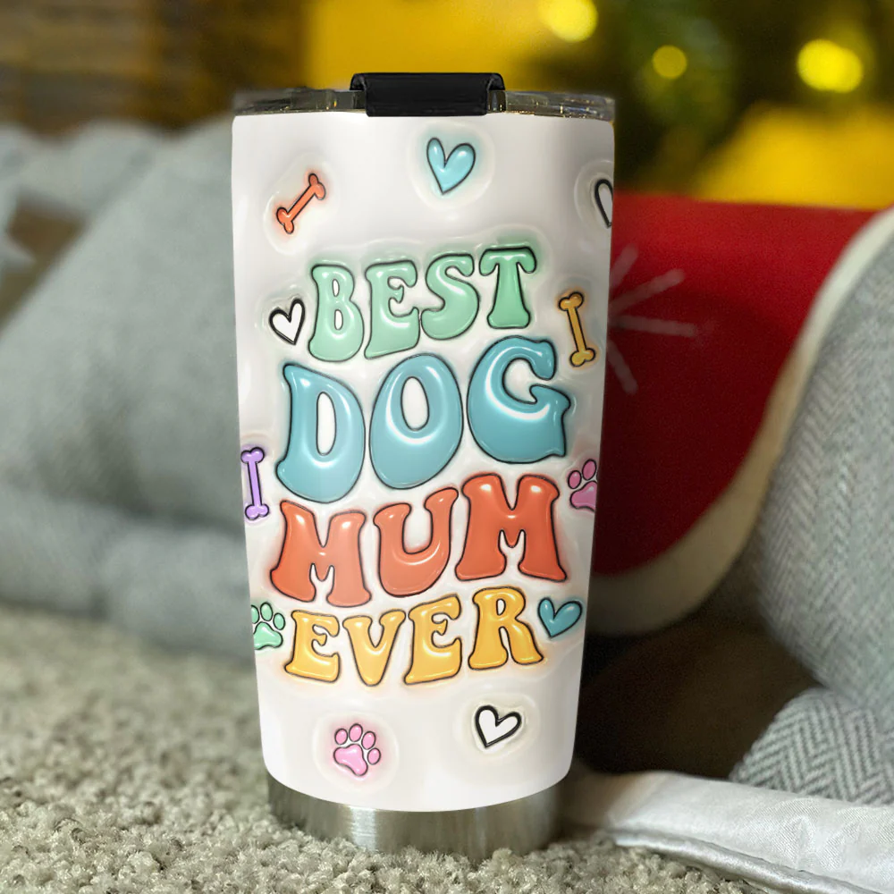 Best Dog Mama Ever - Personalized Custom 3D Inflated Effect Tumbler - Image 4