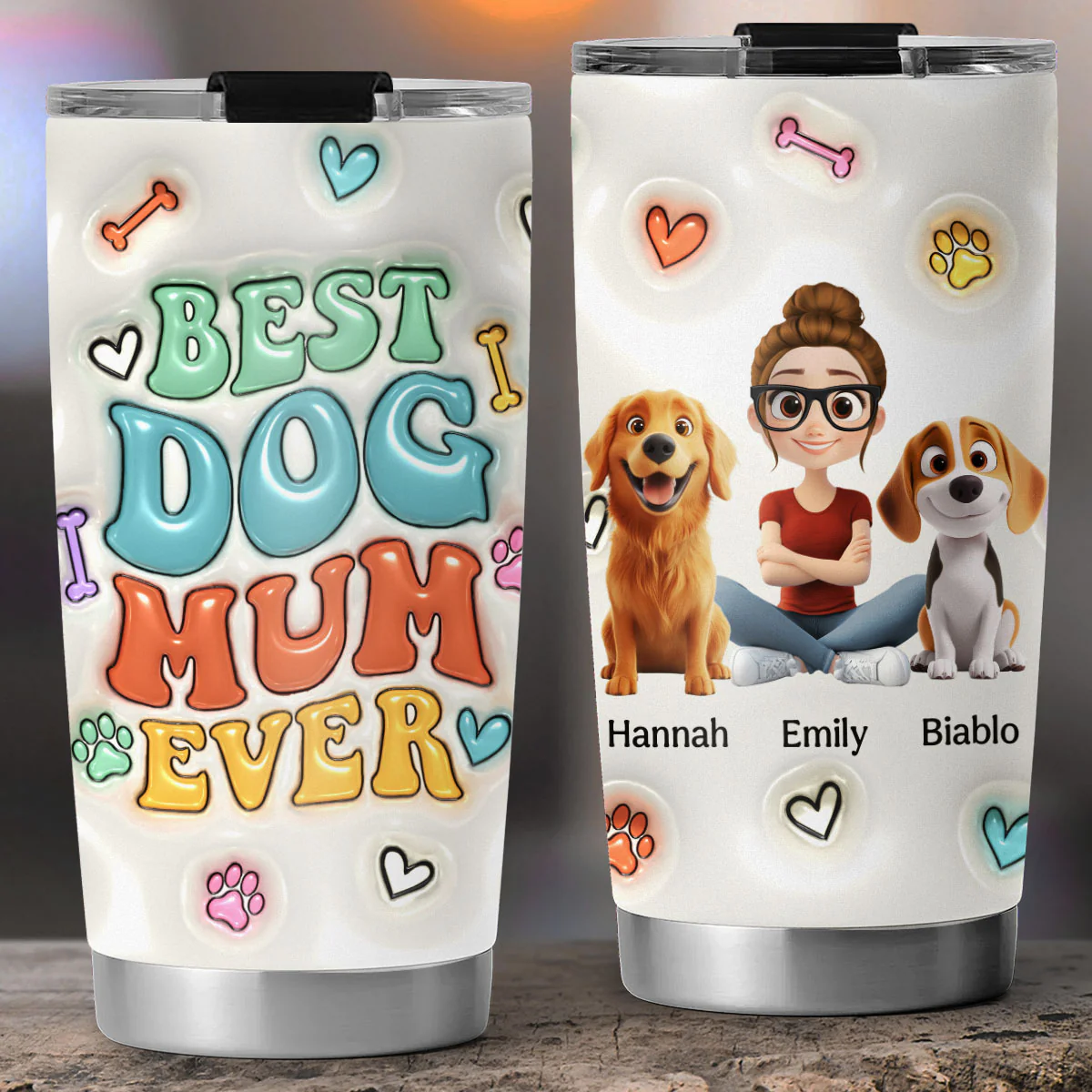Best Dog Mama Ever - Personalized Custom 3D Inflated Effect Tumbler - Image 5