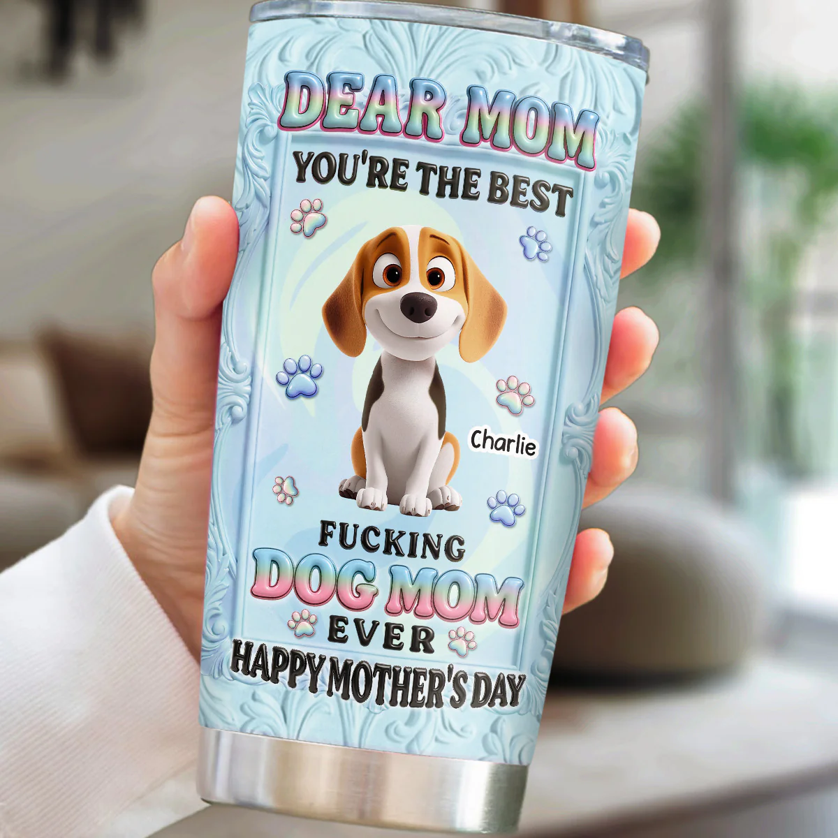 Best Dog Mom Is You - Personalized Custom 3D Inflated Effect Tumbler - Image 2