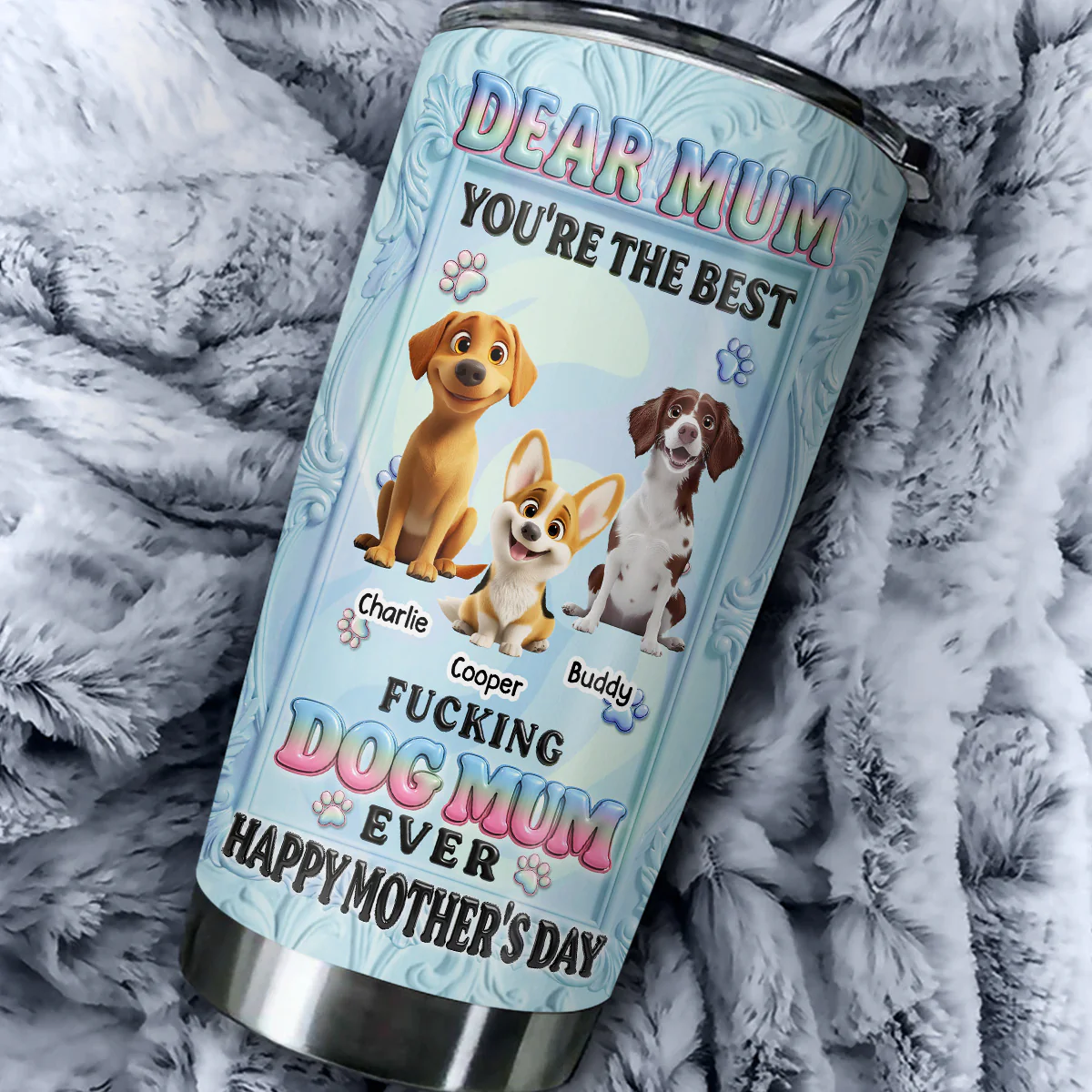 Best Dog Mom Is You - Personalized Custom 3D Inflated Effect Tumbler - Image 4