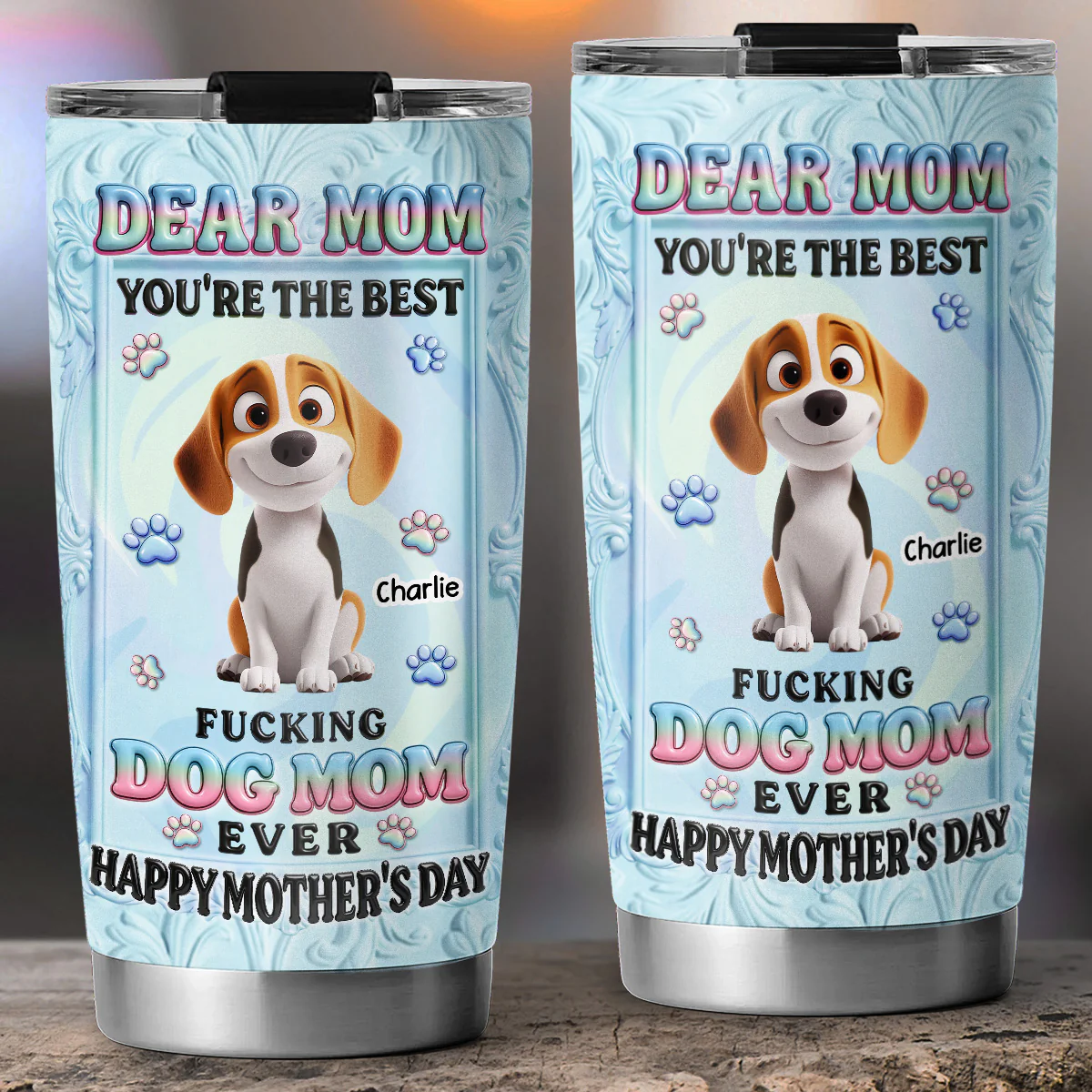 Best Dog Mom Is You - Personalized Custom 3D Inflated Effect Tumbler - Image 5