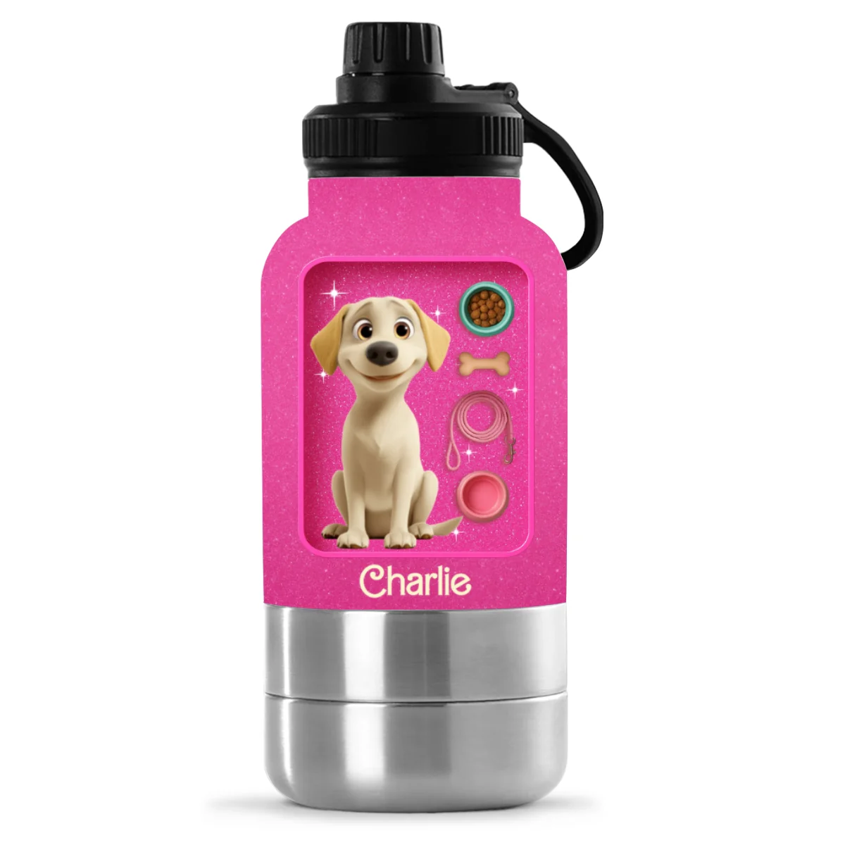 Best Dog Mom - Personalized Custom 30oz Water Bottle With Pet Bowl - Image 6