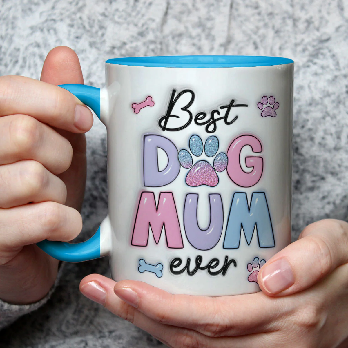 Best Dog Mom - Personalized Custom 3D Inflated Effect Accent Mug - Image 2