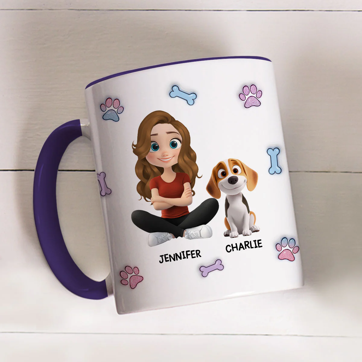 Best Dog Mom - Personalized Custom 3D Inflated Effect Accent Mug - Image 3