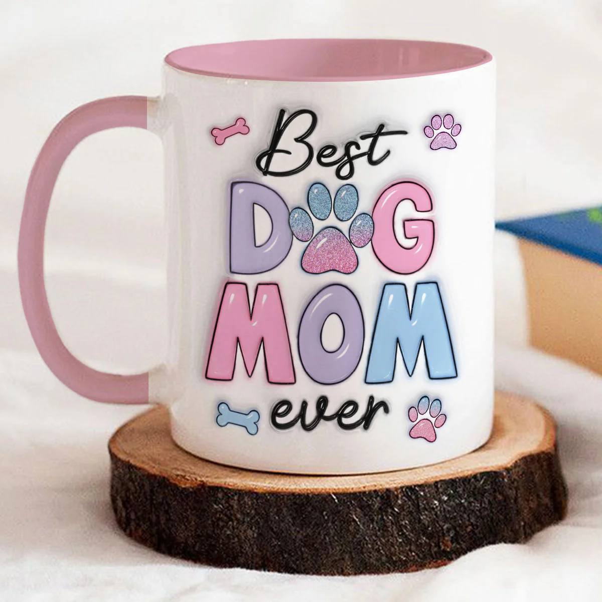 Best Dog Mom - Personalized Custom 3D Inflated Effect Accent Mug - Image 5