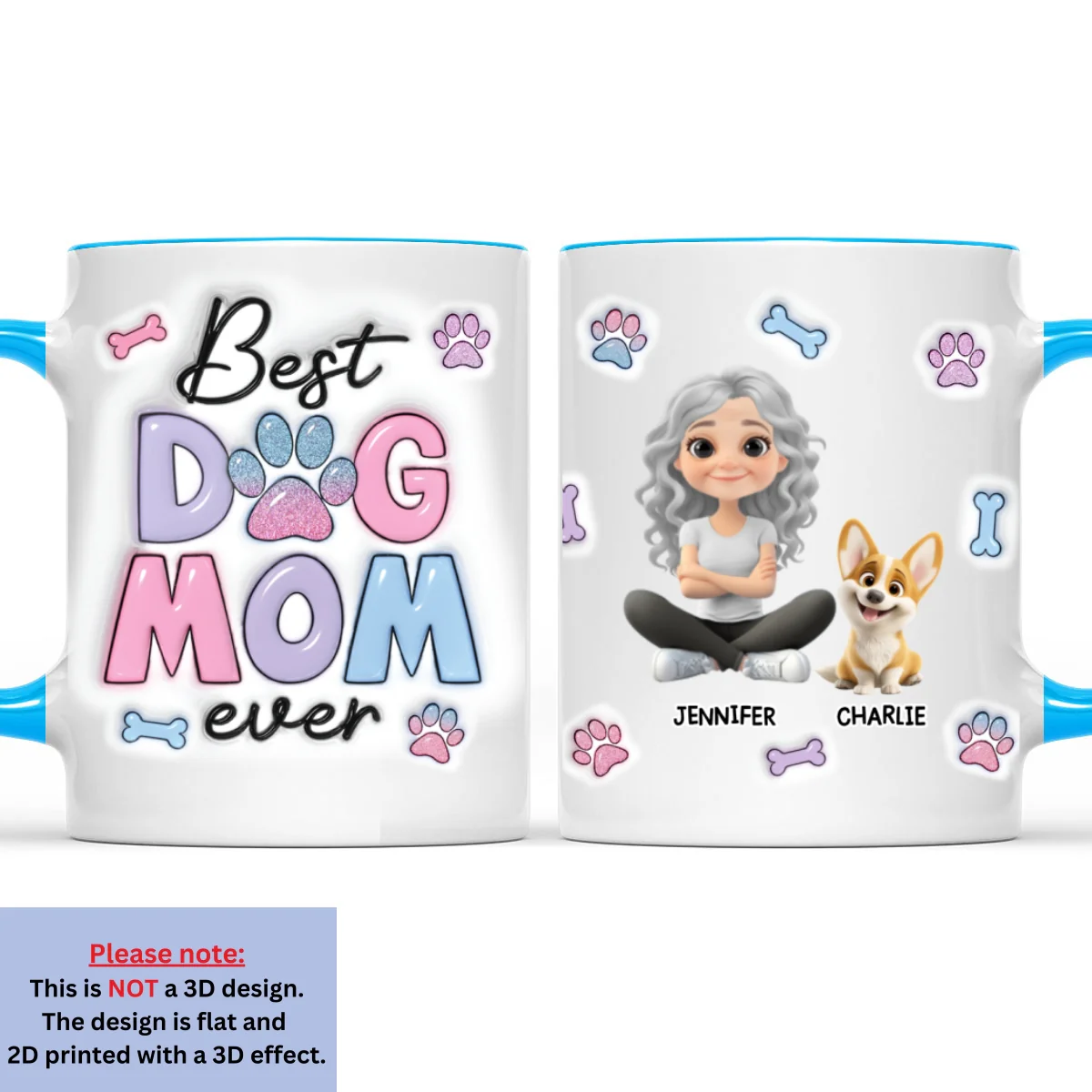 Best Dog Mom - Personalized Custom 3D Inflated Effect Accent Mug - Image 7