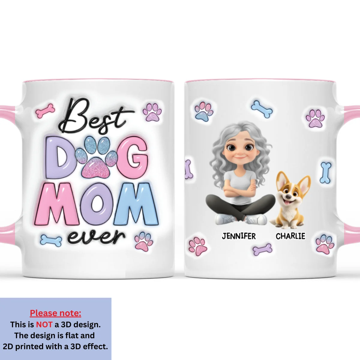 Best Dog Mom - Personalized Custom 3D Inflated Effect Accent Mug - Image 8