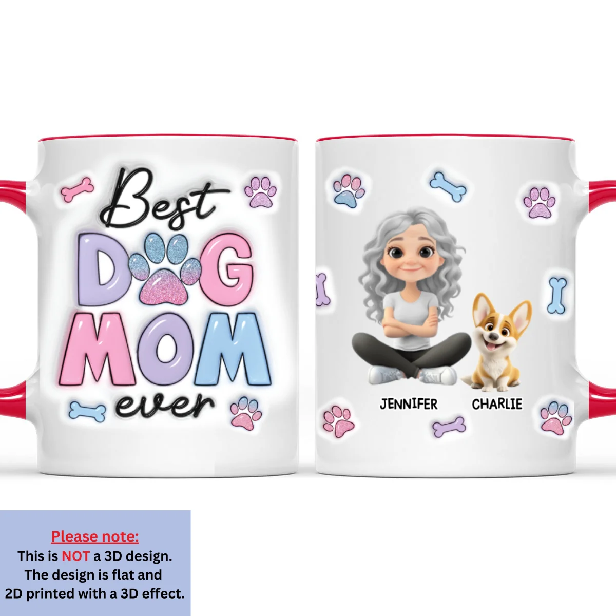 Best Dog Mom - Personalized Custom 3D Inflated Effect Accent Mug - Image 9