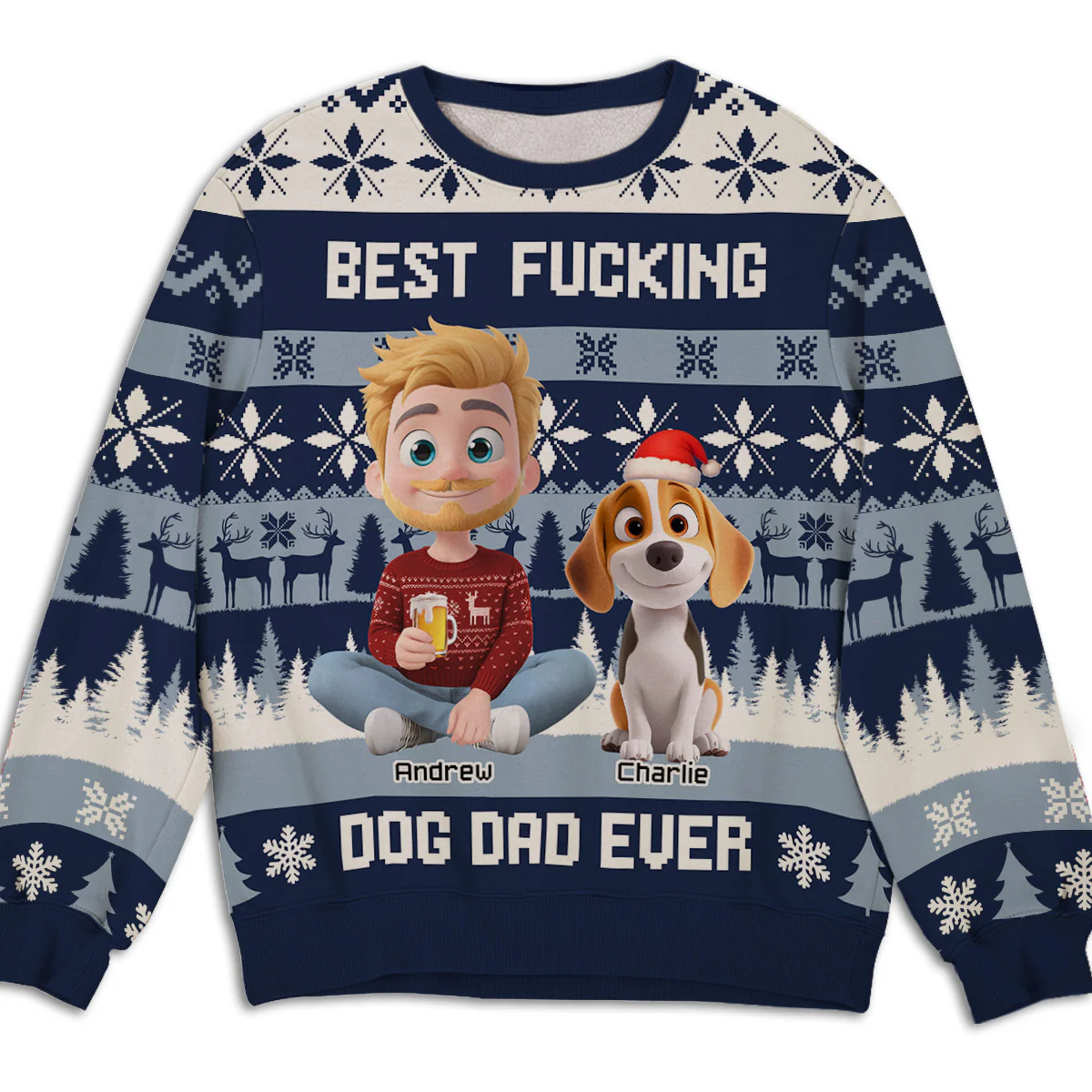 Best F Dog Dad Mom Ever - Personalized Custom All-Over-Print Sweatshirt
