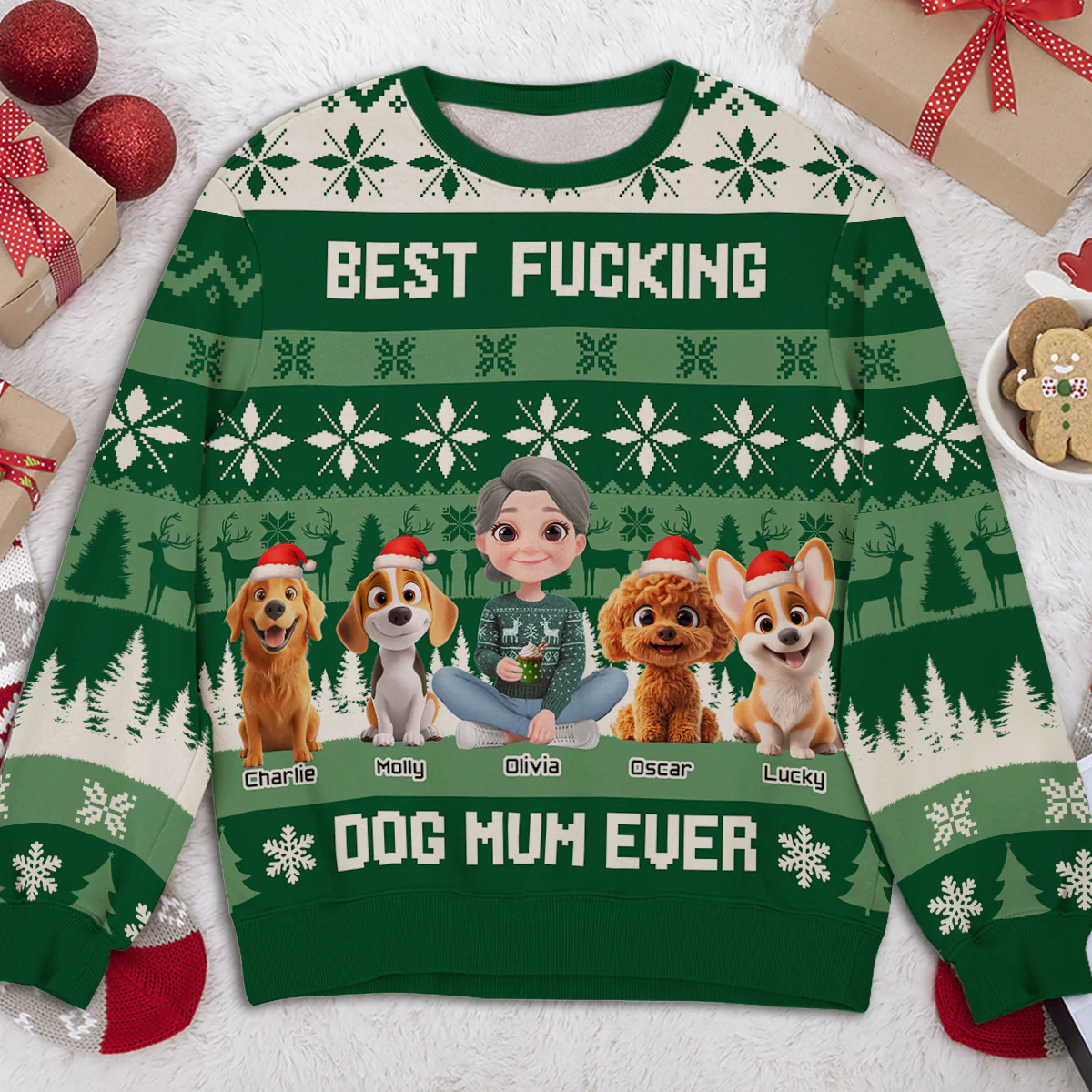 Best F Dog Dad Mom Ever - Personalized Custom All-Over-Print Sweatshirt - Image 4