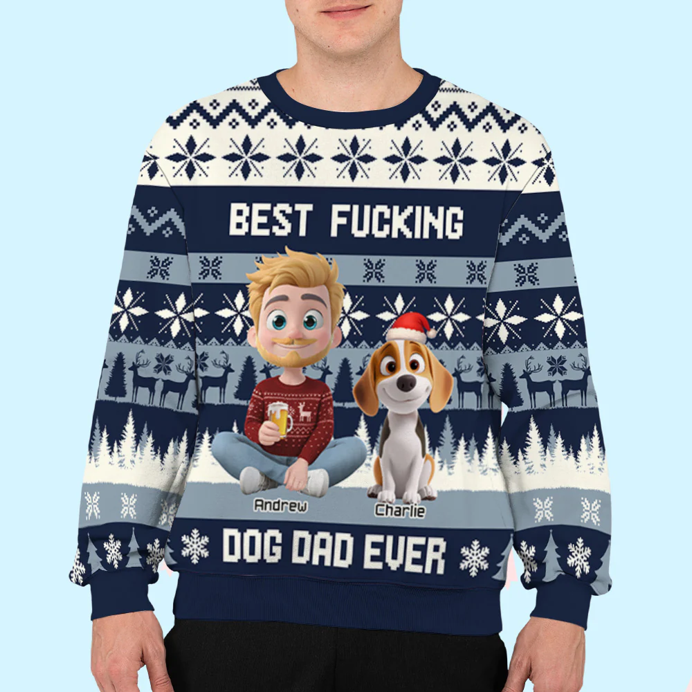 Best F Dog Dad Mom Ever - Personalized Custom All-Over-Print Sweatshirt - Image 6