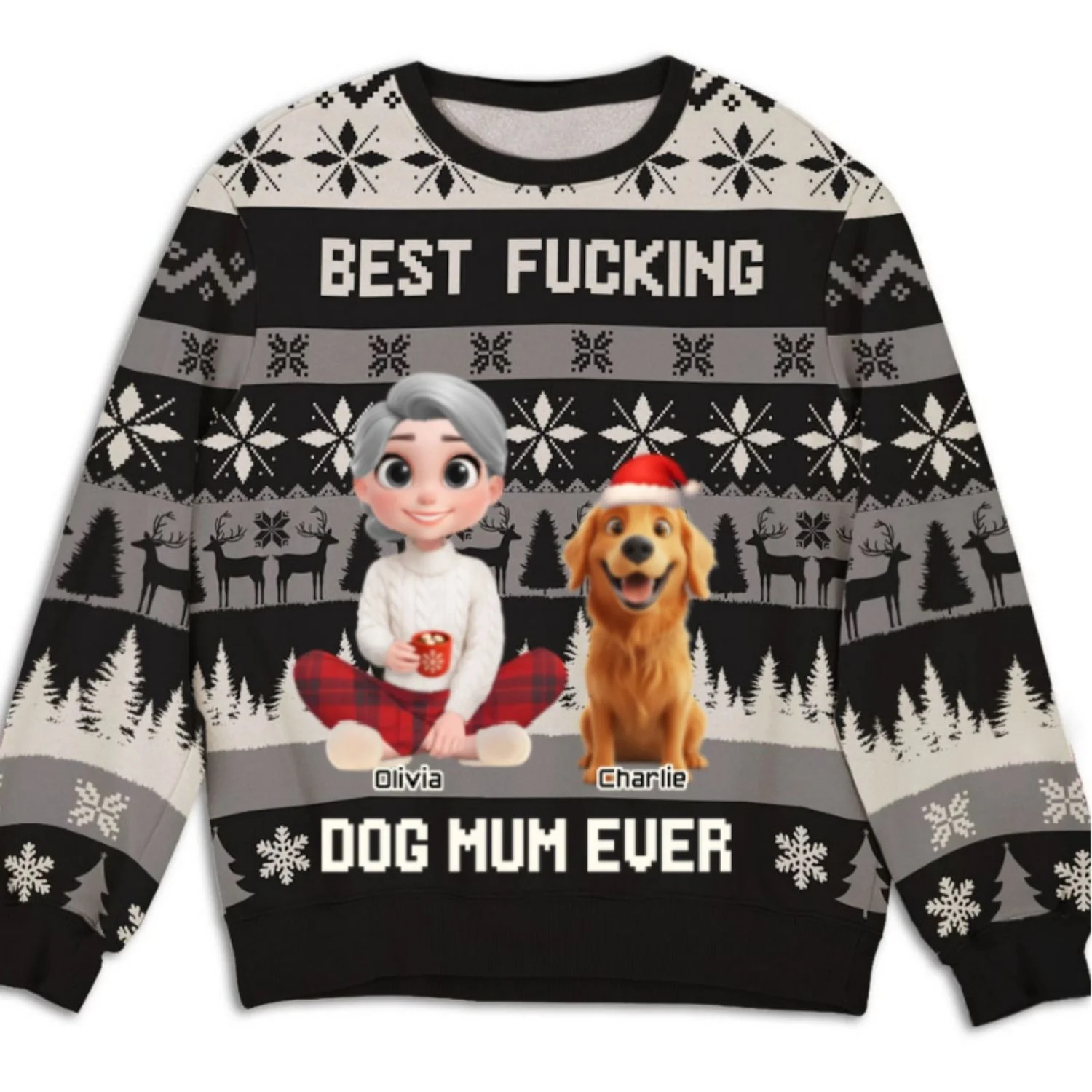 Best F Dog Dad Mom Ever - Personalized Custom All-Over-Print Sweatshirt - Image 8