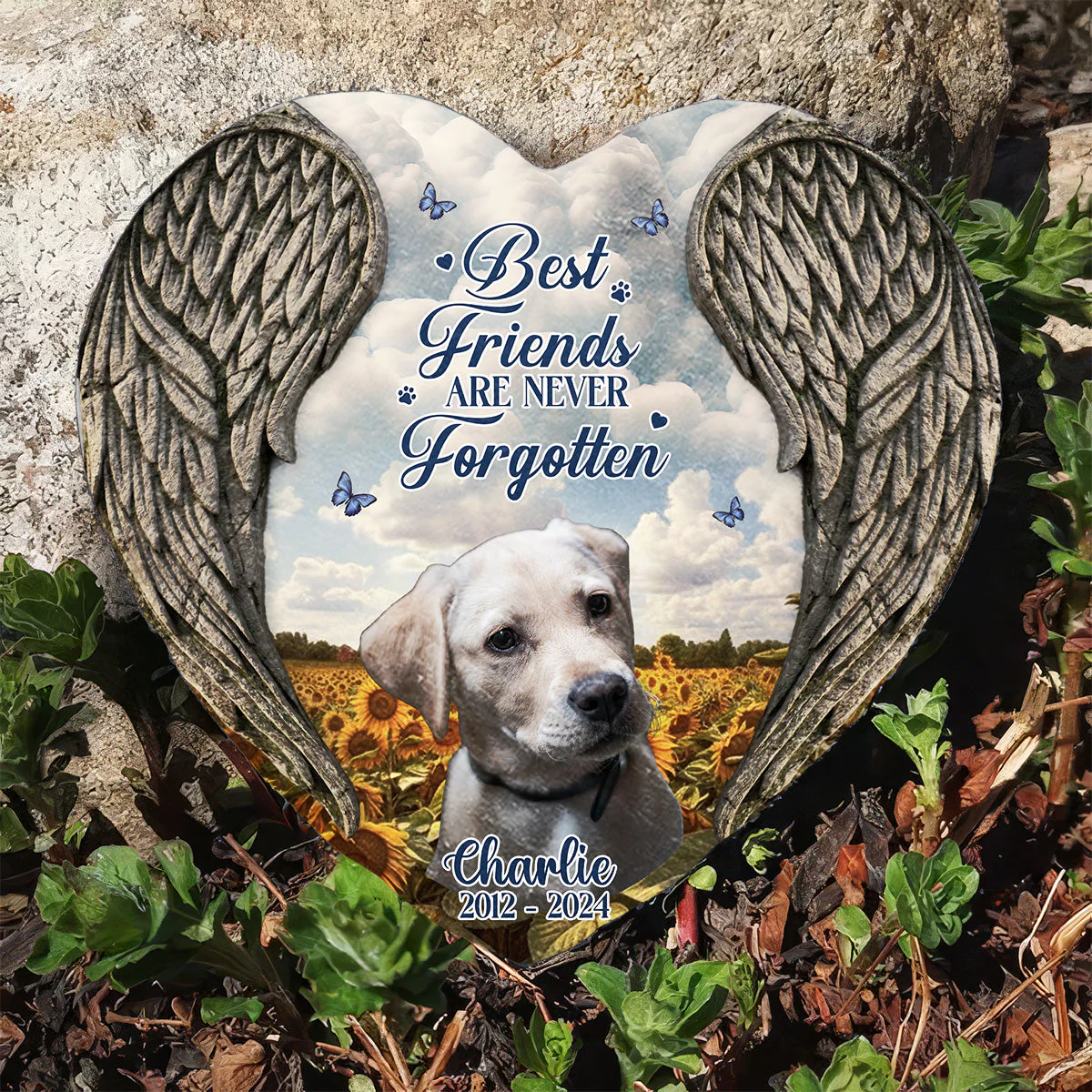 Best Friends Are Never Forgotten - Personalized Custom Heart Shaped Stone - Image 3