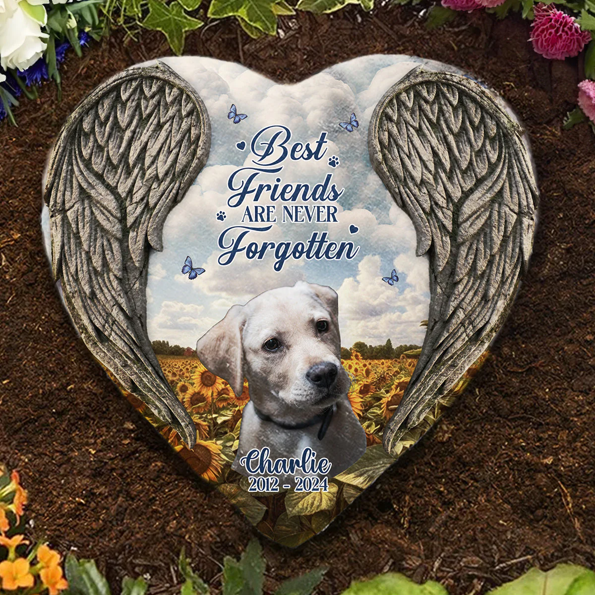 Best Friends Are Never Forgotten - Personalized Custom Heart Shaped Stone - Image 4
