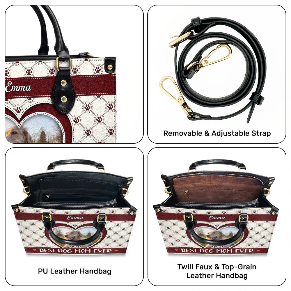 Best Fur Mom Ever - Personalized Custom Leather Bag - Image 6