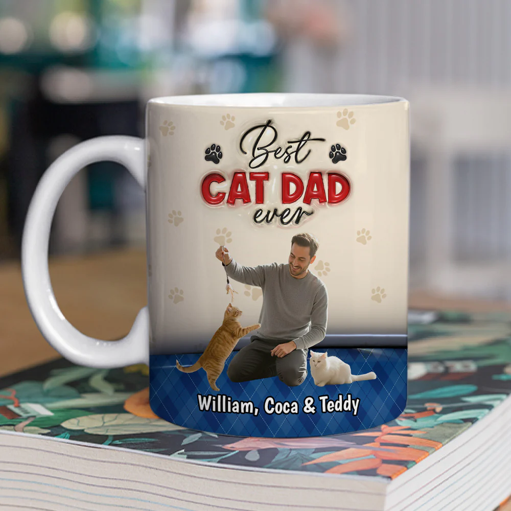 Best Handsome Cat Dad This Year Photo - Personalized Custom Coffee Mug - Image 2