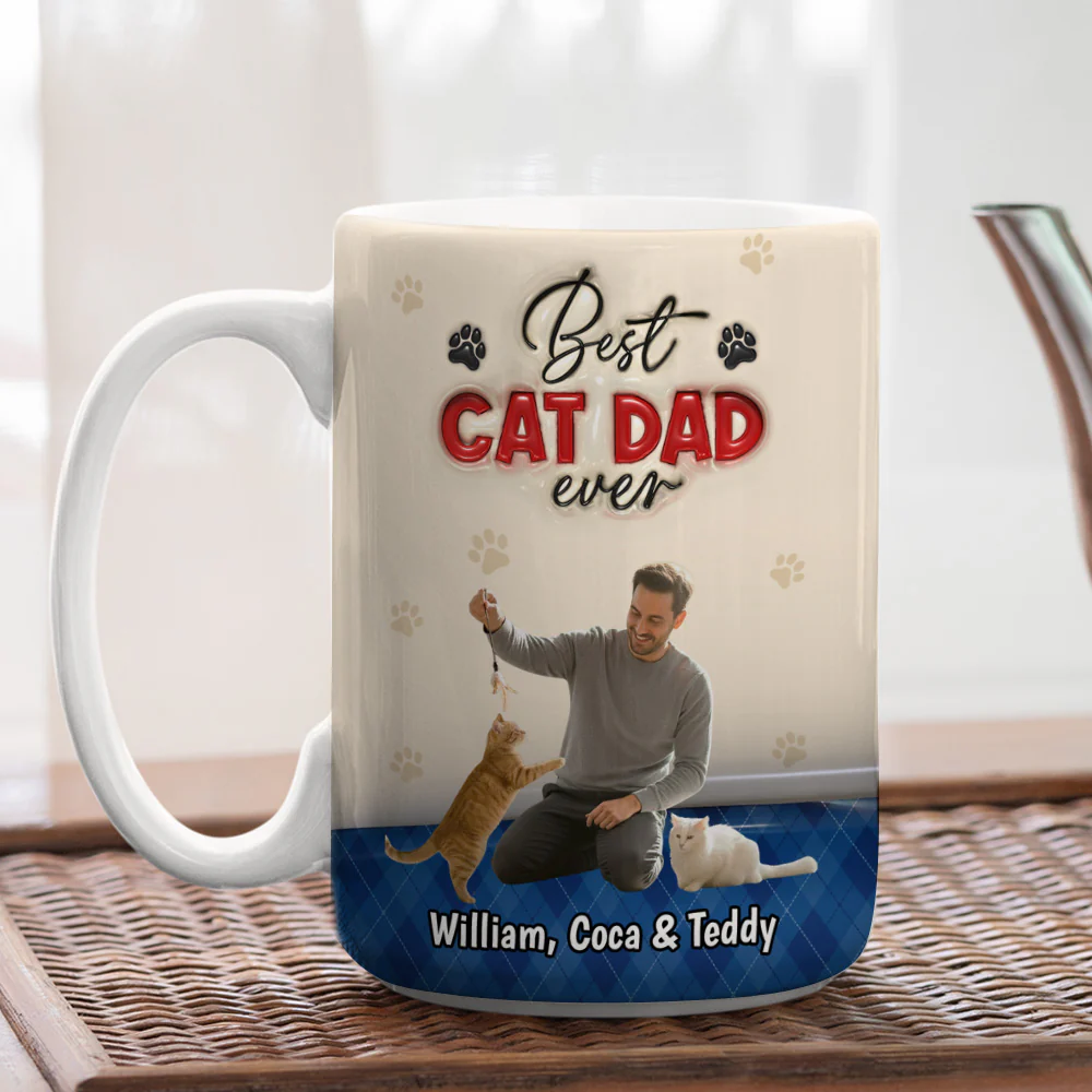 Best Handsome Cat Dad This Year Photo - Personalized Custom Coffee Mug - Image 4
