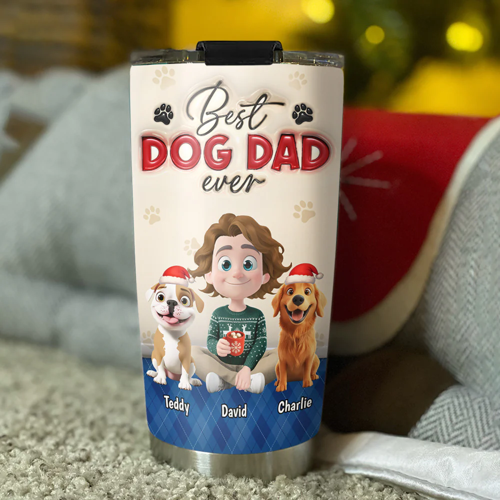 Best Handsome Dog Dad This Year - Personalized Custom 3D Inflated Effect Tumbler - Image 2