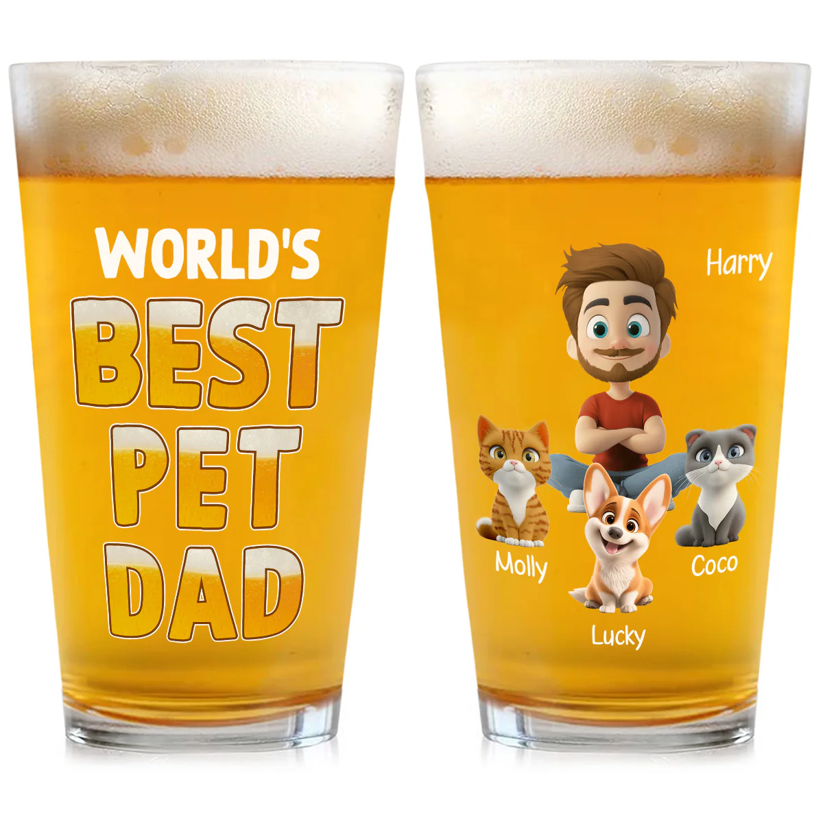 Best In The World Pet Ver - Personalized Custom Beer Glass