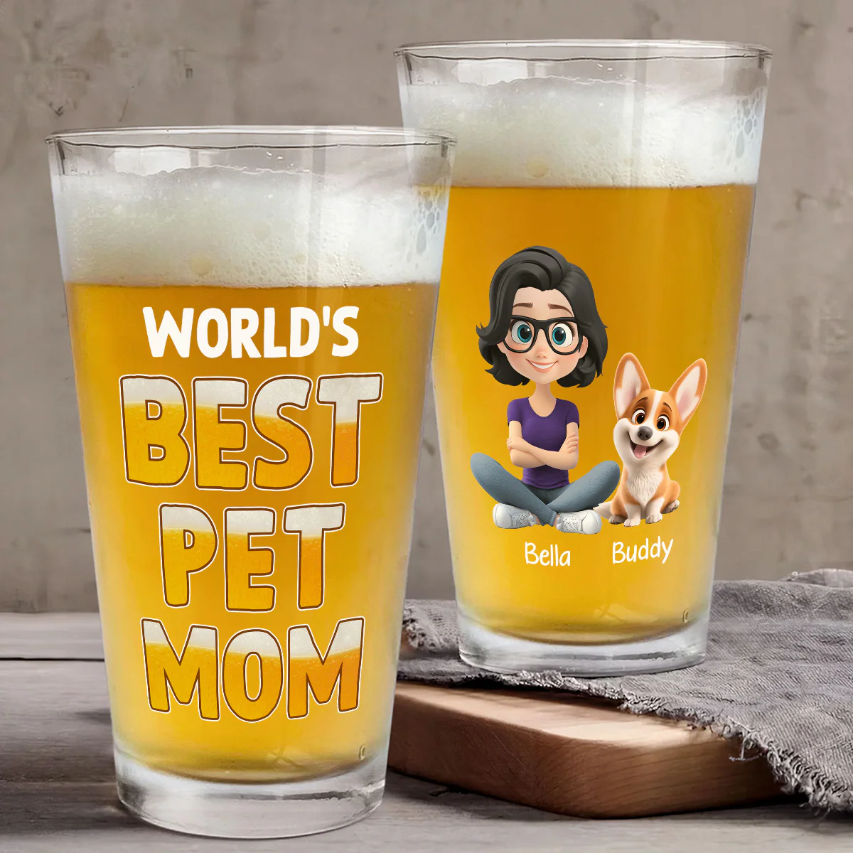 Best In The World Pet Ver - Personalized Custom Beer Glass - Image 3