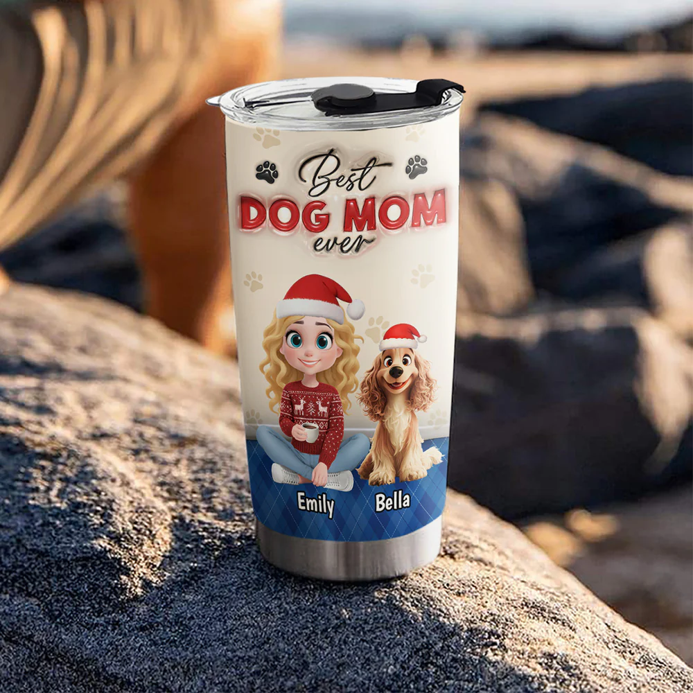 Best Lovely Dog Mom This Year - Personalized Custom 3D Inflated Effect Tumbler - Image 4