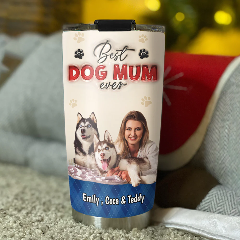 Best Lovely Dog Mom This Year Photo - Personalized Custom 3D Inflated Effect Tumbler - Image 3