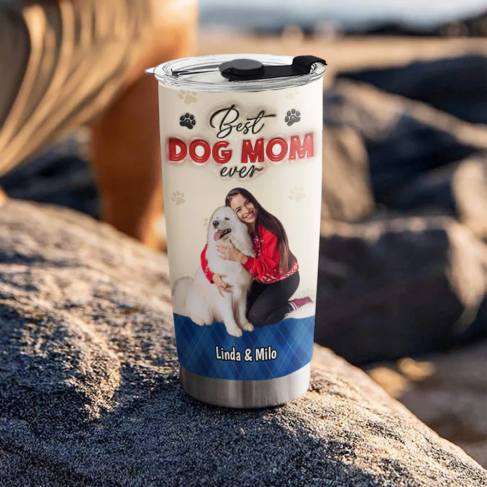 Best Lovely Dog Mom This Year Photo - Personalized Custom 3D Inflated Effect Tumbler - Image 4