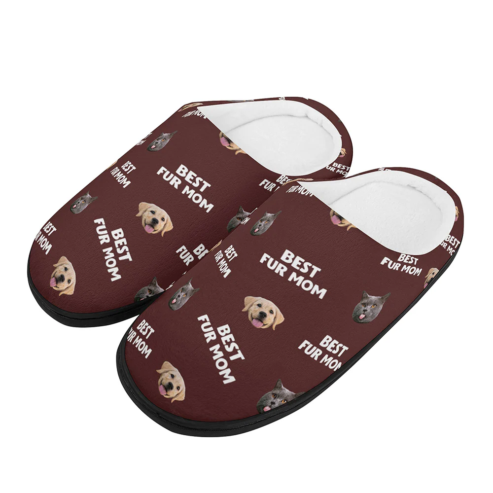 Best Mom Dad Pet Face - Personalized Custom Plush Slippers - Image 3