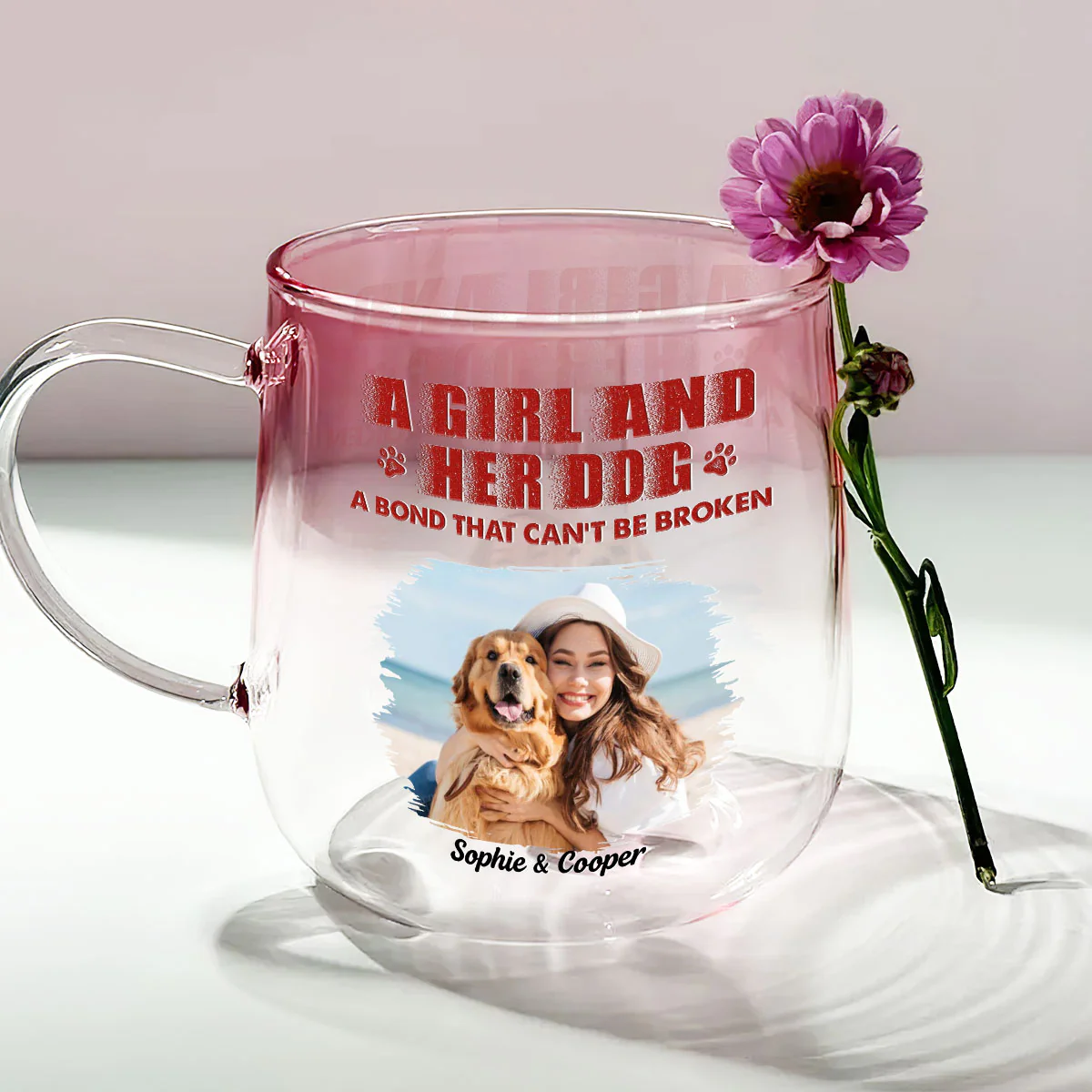 Best Mom To Me Photo - Personalized Custom Pink Gradient Glass Mug - Image 2