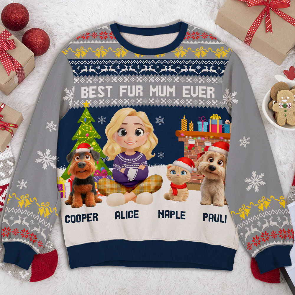 Best Pet Cartoon - Personalized Custom All-Over-Print Sweatshirt - Image 3
