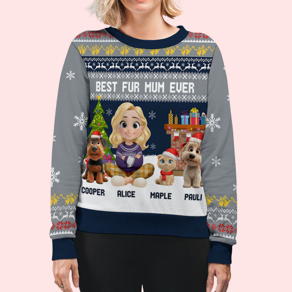 Best Pet Cartoon - Personalized Custom All-Over-Print Sweatshirt - Image 7