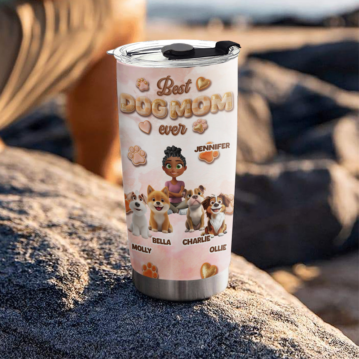 Best Stuffy Dog Mom Ever - Personalized Custom 3D Effect Tumbler - Image 4