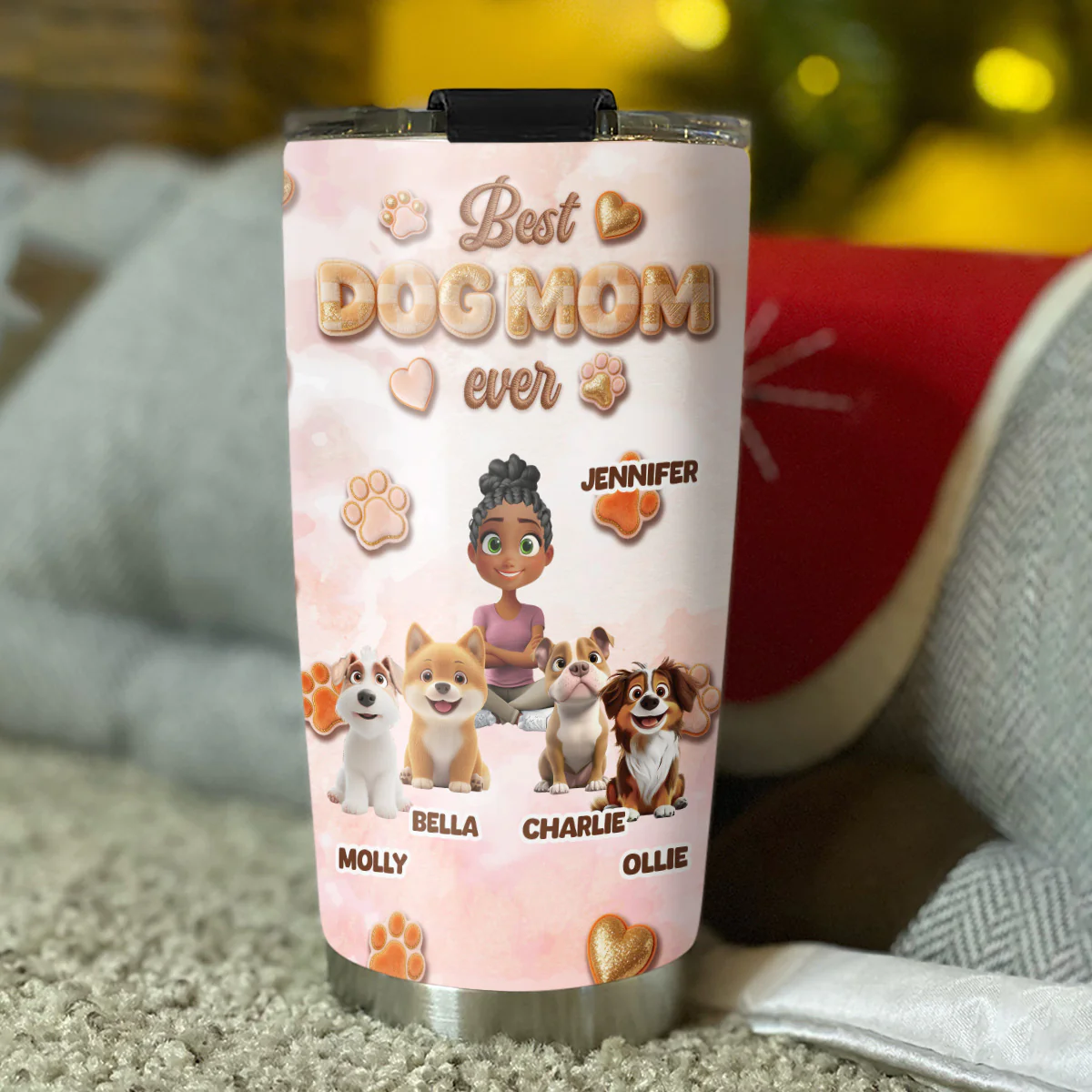 Best Stuffy Dog Mom Ever - Personalized Custom 3D Effect Tumbler - Image 5