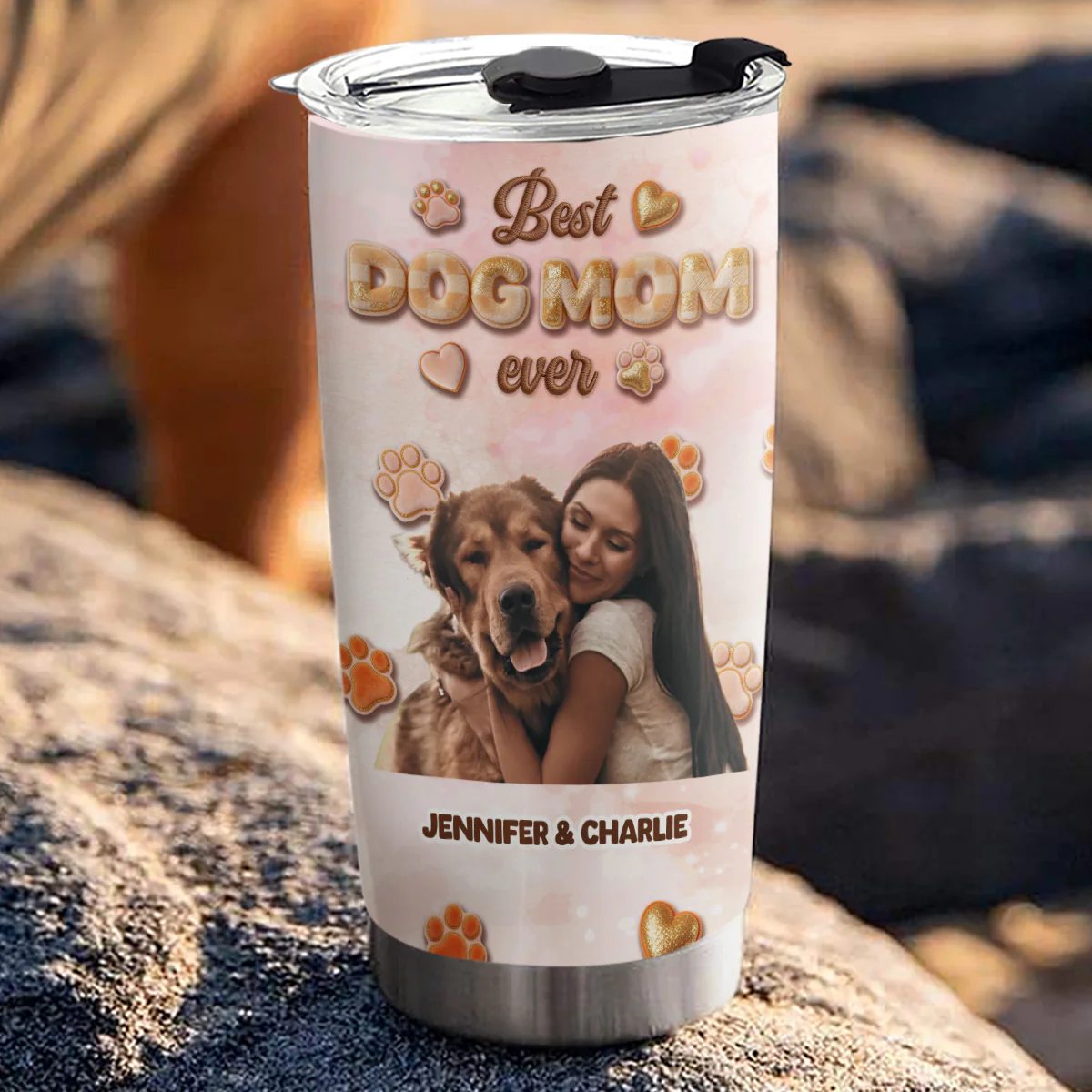 Best Stuffy Dog Mom Ever Photo - Personalized Custom 3D Effect Tumbler - Image 2