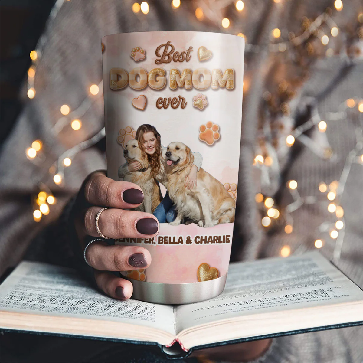 Best Stuffy Dog Mom Ever Photo - Personalized Custom 3D Effect Tumbler - Image 3