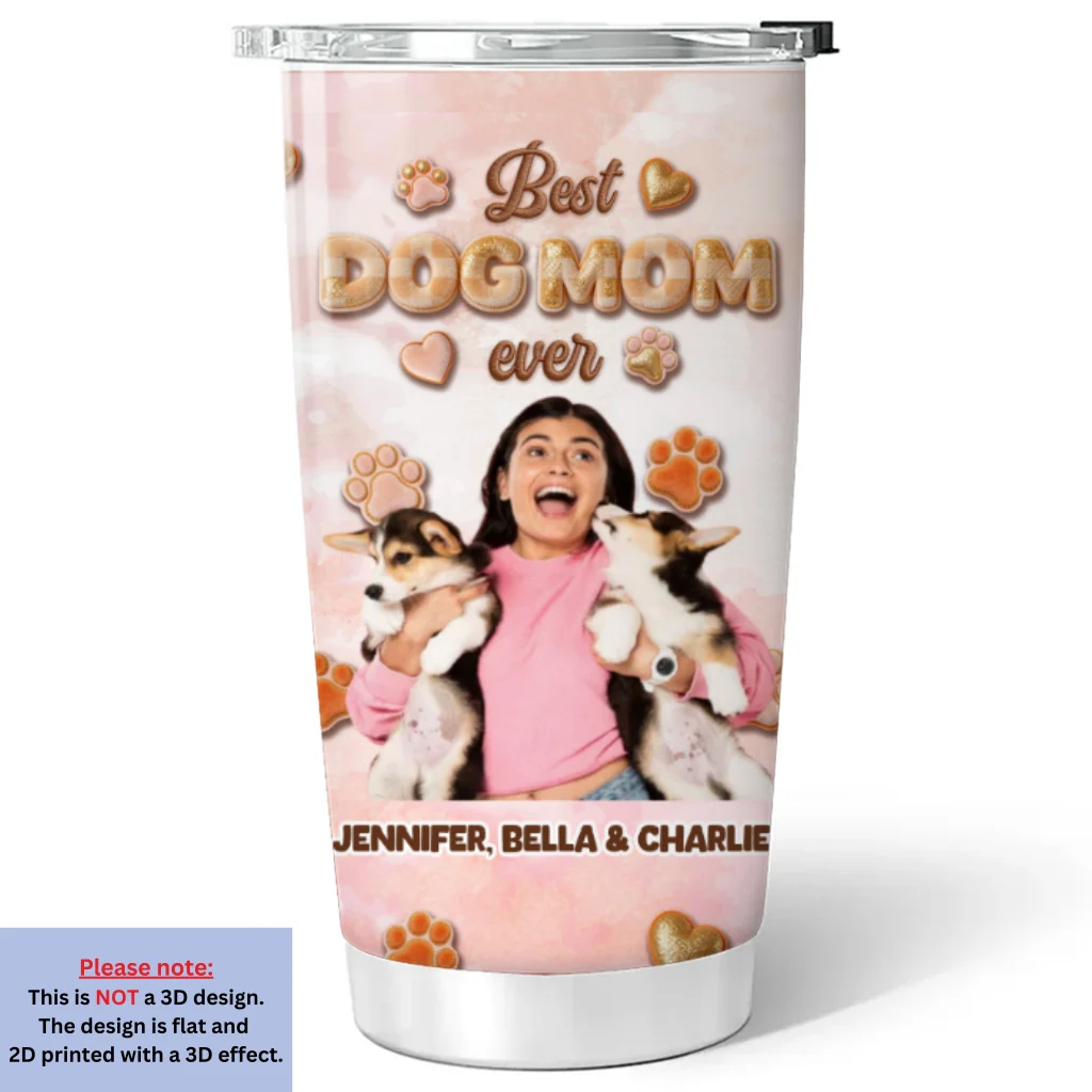 Best Stuffy Dog Mom Ever Photo - Personalized Custom 3D Effect Tumbler - Image 4