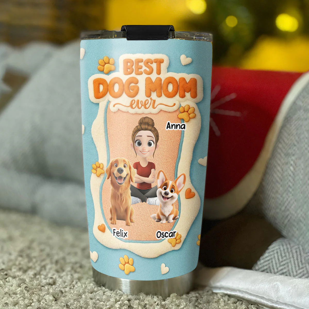 Best Stuffy Dog Mom - Personalized Custom 3D Effect Tumbler - Image 3