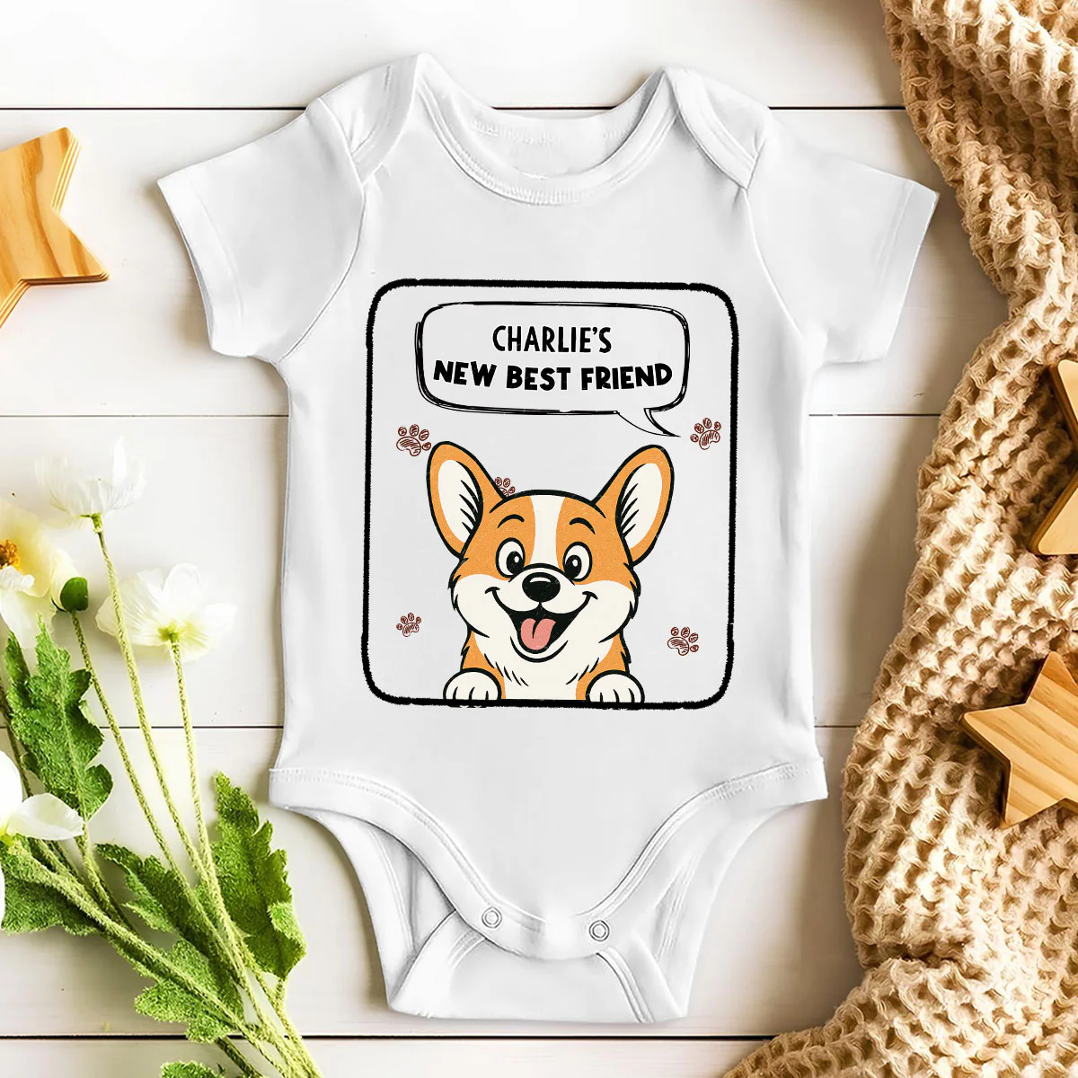 Bestie With Paws - Personalized Custom Baby Onesie - Image 4