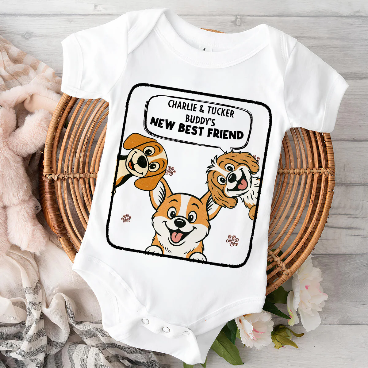 Bestie With Paws - Personalized Custom Baby Onesie - Image 5