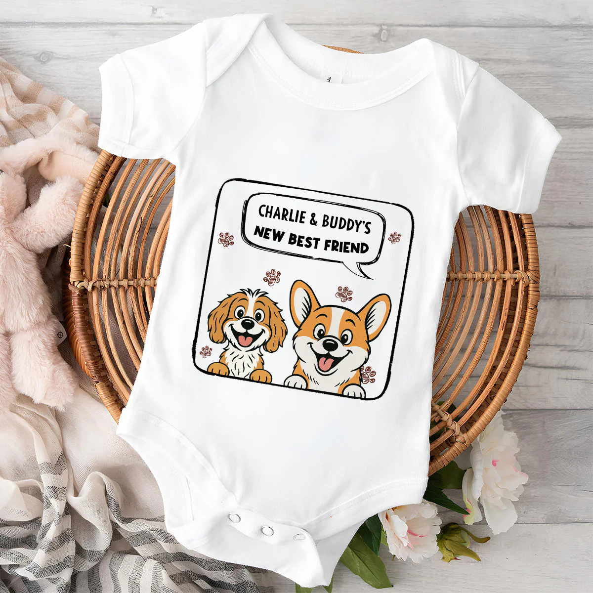 Bestie With Paws - Personalized Custom Baby Onesie - Image 6