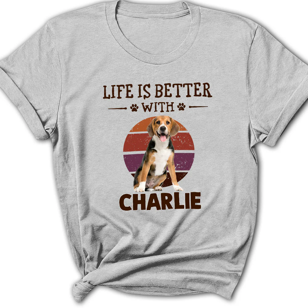 Better Life With My Dog Cartoon Photo - Personalized Custom Women's T-shirt