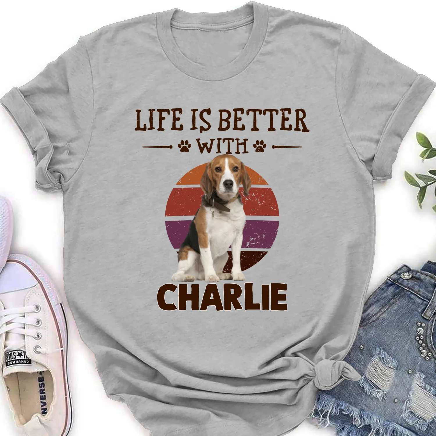 Better Life With My Dog Cartoon Photo - Personalized Custom Women's T-shirt - Image 6