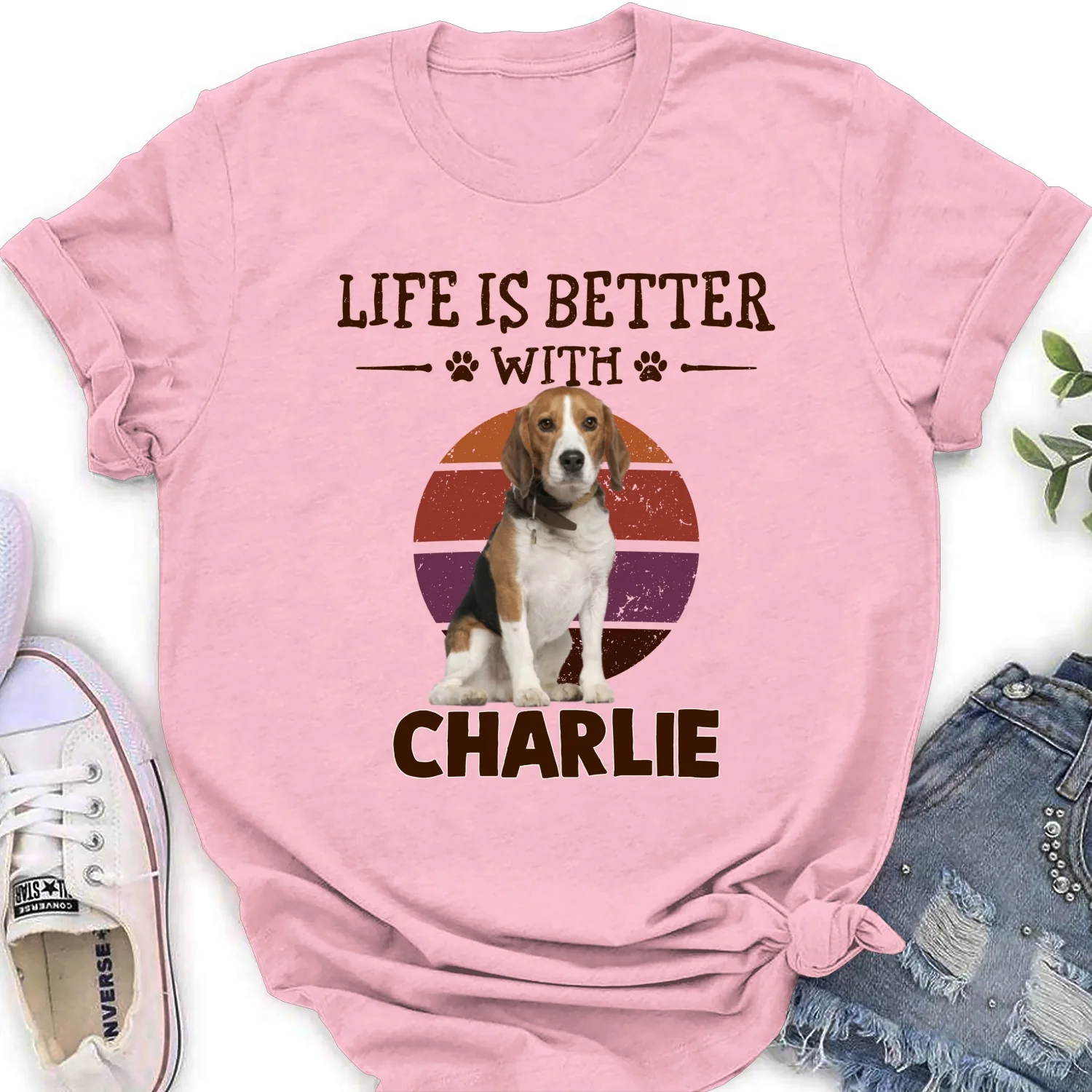 Better Life With My Dog Cartoon Photo - Personalized Custom Women's T-shirt - Image 7